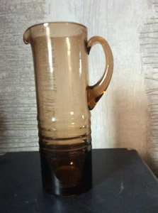 BRAUN RAUCHGLAS GERIPPT 9,5" HOCH GLASKRUG - PORTOFREI UK - Bild 1 von 8