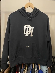 Vintage Y2K Nike Center Swoosh Hoodie schwarz Sweatshirt Herren Large "OH" Uni - Bild 1 von 6
