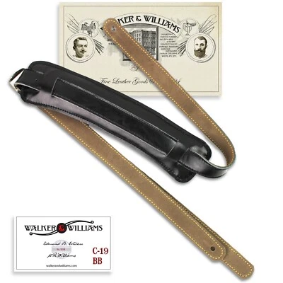 Walker & Williams C-19-BB черный на черный первоклассный кожаный винтажный ремень   - Изображение 1 из 4