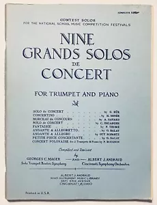 Nine Grands Solos De Concert For Trumpet and Piano Albert J Arnaud 1945 - Picture 1 of 3