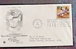 BASEBALL JACKIE ROBINSON BLACK MAJOR LEAGUE 1940s DECADE 1999 CTC PCS CACHET FDC - Picture 1 of 1