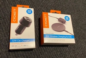 Wireless Pad & Car Charger | Fast Charging Bundle by CYGNETT | Brand New in Box - Picture 1 of 9