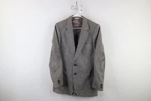 Vintage 70s Streetwear Mens 38L Wool Linen Tweed Elbow Patch Blazer Suit Jacket - Picture 1 of 21