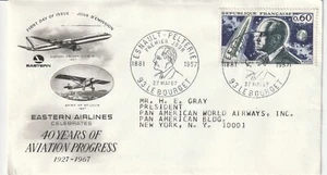 1967 FRANCE FDC ENVELOPE CELEBRATING 40 YEARS OF EASTERN AIRLINES - Picture 1 of 2
