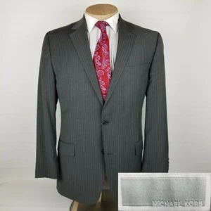 Michael Kors Mens Sport Coat 44L Gray Pinstripe Wool Blazer 2 Button - Picture 1 of 12