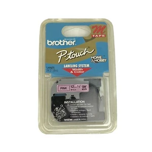 Brother P-touch ME-31 1/2” Black Print on Pink Tape 12mm - Picture 1 of 3
