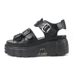 New Rock Leather Sandal Punk Rock sandals buckle beach shoes Thick sole