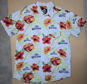 Corona Beer Tropical Summer Beach Floral Short Sleeve Shirt Men’s Size X-Large - Picture 1 of 6