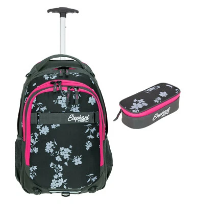 Trolley 2T Set Elephant Signature Schultrolley + Mäppchen 12838 Grey Flower tm - Bild 1 von 4