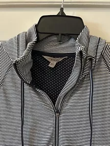 Athleta Heavenly Hail Hoodie Small Sweatshirt Blue/White Stripe 1/2 Zip Pullover - Picture 1 of 13