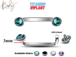 Titanium Collar Bone Piercing 14g Surface Staple Bar - Internally Threaded - Picture 1 of 9