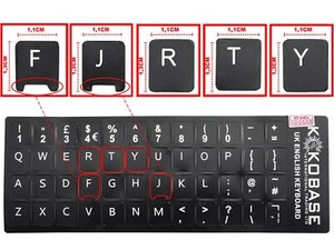 UK Keyboard sticker 3M Laptop Notebook English Matt Black 11mmx13mm - Bild 1 von 5