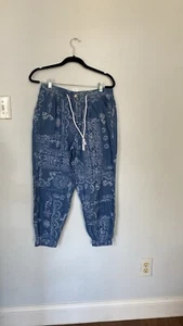 Cato Womens Flower Cotton Chambray Jogger Pants Size 12 - Picture 1 of 13