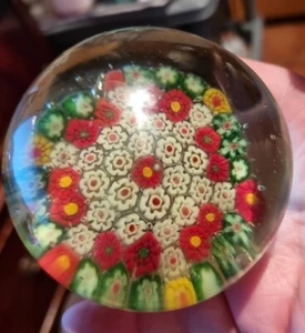 Millefiori Multicoloured Flower Glass Paperweight 609g - Picture 1 of 24