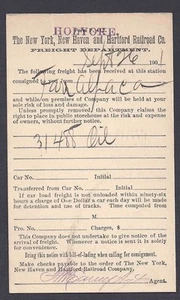 1901 NEW YORK, NEW HAVEN & HARTFORD RR CO, LIEFERMITTEILUNG - Bild 1 von 1
