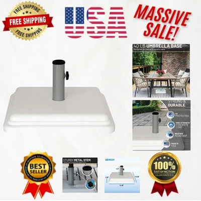 Base de paraguas resistente de 40 lb con vástago de 4 pulgadas - Se adapta a postes de 1-1,5 pulgadas Foto 1 de 4