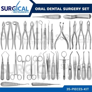 35 Pcs Oral Dental Extraction Surgery Extracting Elevators Forceps German Grade - Picture 1 of 9