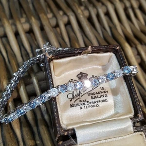 Qvc Diamonique 925 Sterling Silver Tennis Bracelet, Sparkly Simulated Gemstones - Picture 1 of 8