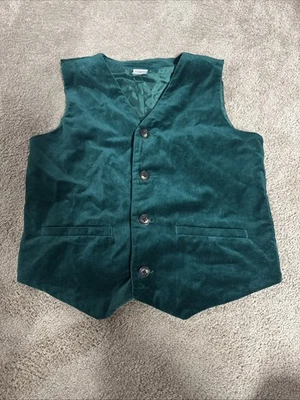 Gymboree мальчиков размер 10 без рукавов твердый зеленый бархат жилет Рождественский праздник - Изображение 1 из 4
