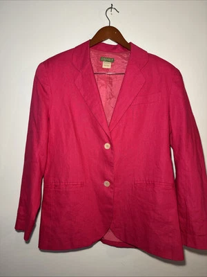 PINK  Vintage 90’s Esprit Women Sz M Linen boxy fit boyfriend Blazer - Image 1 of 4