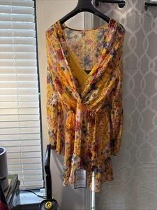 Abito donna Betsy & Adam sopra il ginocchio lurex floreale multi giallo TG 14 nuovo con etichette - Foto 1 di 20