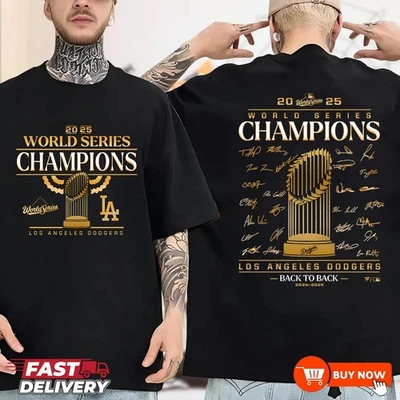 Los Angeles Dodgers World Series Champions Signature Back To Back TShirt - Image 1 of 4
