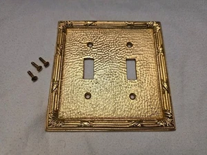 Sherle Wagner Gold Reed Electrical Switch Cover Plate 2 Gang Light - Picture 1 of 5