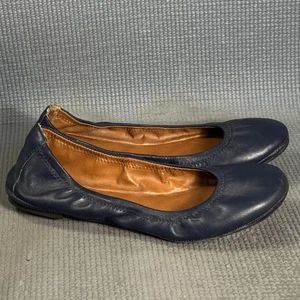 Lucky Brand Emmie Ballet Plano Cuero Azul Marino Para Mujer Talla 7.5 - Imagen 1 de 10