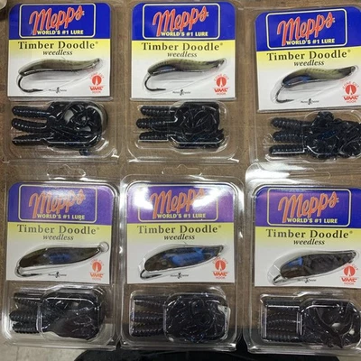 6 piezas Mepps Timber Doodle sin malezas 1/2 oz negro azul brillo  Foto 1 de 4
