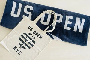 US Open Tennis Very Big Beach Towel And Small Canvas Bag Tote Blue - Picture 1 of 11