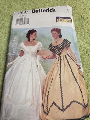Sewing Pattern Colonial Southern Belle Dress circa 1860s Butterick 6693  2 sizes - Image 1 of 4