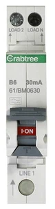 CRABTREE - RCBO Modul Tunggal 6A 30mA Lengkung B - Picture 1 of 1