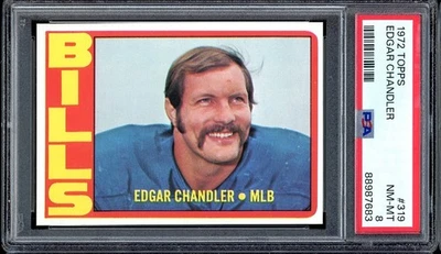 1972 Topps Football #319 Edgar Chandler PSA 8 *d8 - Image 1 of 2