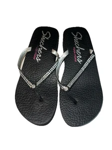 Skechers Yoga Foam Mat Bedazzled Jewelled Platform Flip Flops Size 8 Comfort  - Picture 1 of 11