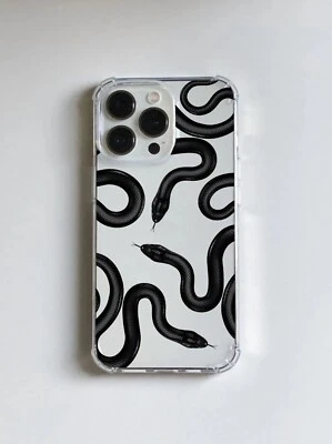 Clear Black Snake Case For Iphone 17 16 15 14 13 12 11 Pro Max XR X 8 Samsung S2 - Image 1 of 4
