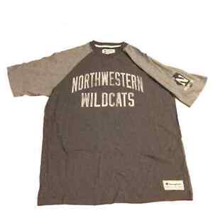 Northwester Wildcats Champion Two Tone Grey Short Sleeve Fast Neck T-Shirt (L)