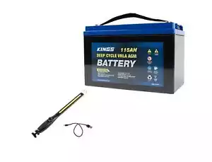 Kings AGM Deep Cycle Battery 115AH + Rechargeable Lithium LED Work light - Picture 1 of 12