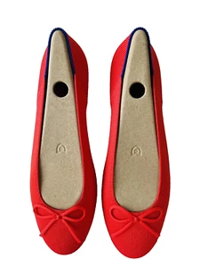 New Rothy's The Ballet Flat Glamour Red Bow 181-005 Women’s Size 10 - Picture 1 of 9