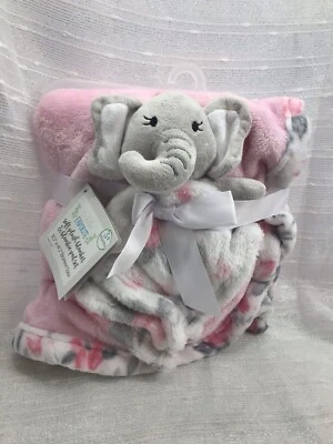 Conjunto de Cobertor Floral Le Bebe Favorite Rosa Elefante Lovey Segurança 30 polegadas x 40 polegadas Novo com etiquetas - Imagem 1 de 4