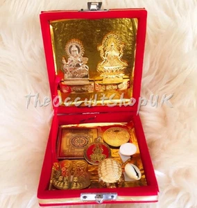 RARE WEALTH CHARM SET LAXMI KUBER YANTRA PENDANT GOMTI PUJA ALTAR WICCA TALISMAN - Photo 1/2
