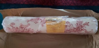 Wallpaper Vtg Flocked RED Toile Pattern "RHAPSODY "  3D - 1 Roll - NEW!  - Image 1 of 4