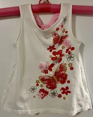 Jillian's Closet Girls Summer White Tank Top Shirt Pink Bow Back Size L 6X 6 - 8 - Image 1 of 3