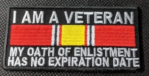 Parche bordado de motociclista I Am A Veteran Oath sin fecha de caducidad - Imagen 1 de 1