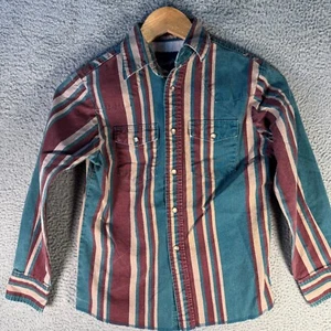 Vintage Wrangler Western Shirt Striped Pearl Snap Cowboy USA Boys SZ M 8 - Picture 1 of 10