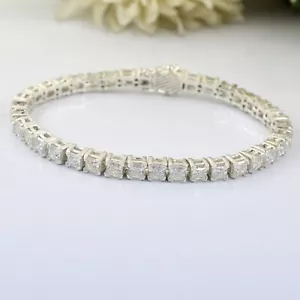 Certified 4mm Princess Cut White Diamond Unisex Tennis Bracelet! Great Sparkle. - Picture 1 of 14