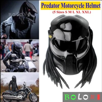 BOLONIMOTORSPORTS Carbon Fiber Motorcycle Predator Helmet Full Face Iron Warrior Man Helmet DOT