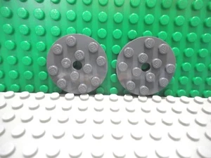 Lego 2 Dark Bluish Gray 4x4 round plate base NEW - Picture 1 of 1