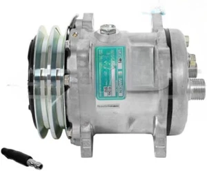 SANDEN SD5H09 ,R134A AC Compressor Motor Dual pulley S5072 rear A/C hose connect - Foto 1 di 7