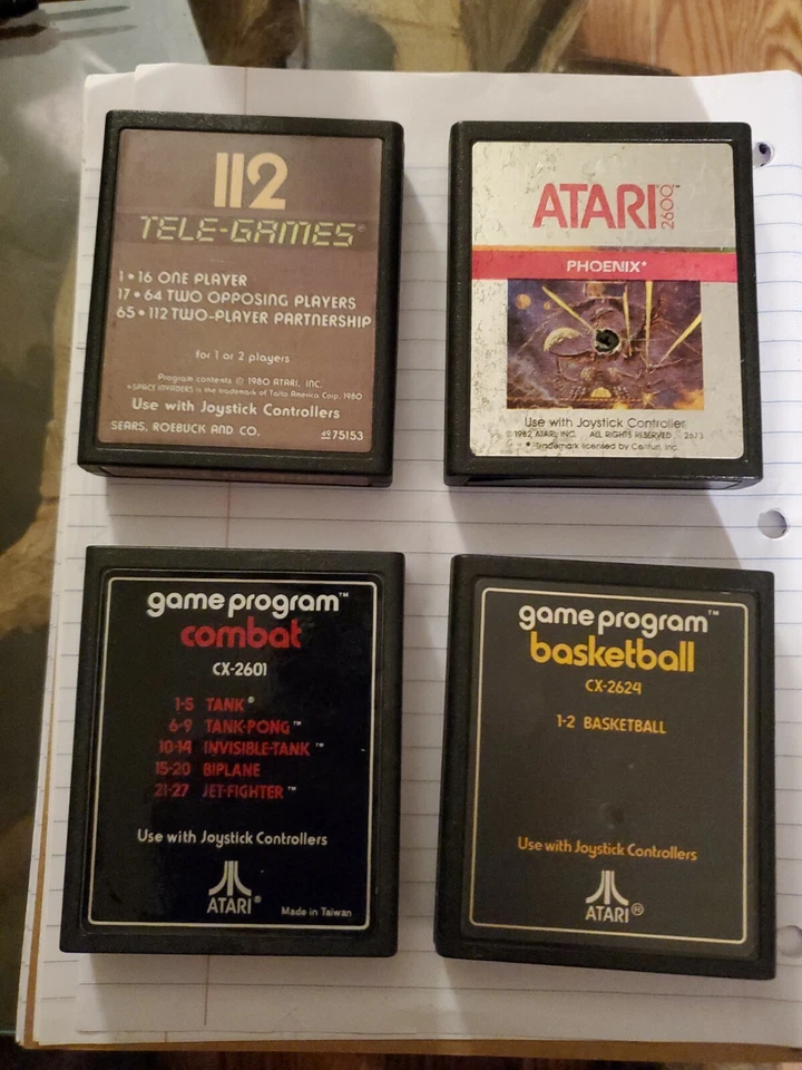 Lot Of 4 Atari Games Basketball, Combat,Phoenix, 112 Tele-Games 1980's Pre-owned - Image 1 of 1