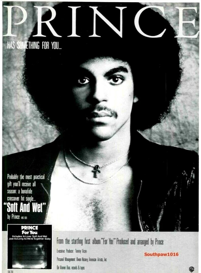 1978 Prince "Soft And Wet" Debut Single Release Music Industry Promo Reprint Ad - Image 1 of 1